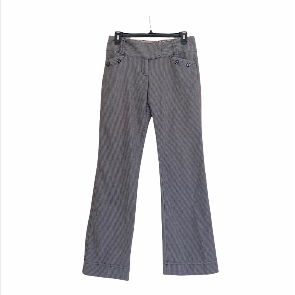 low rise grey pinstripe pants